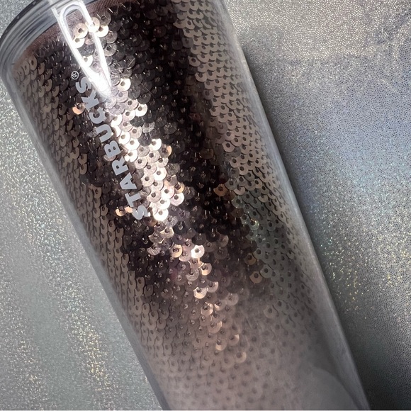 2 Starbucks cups large and regular sequins blush rose gold turquoise dotted - Picture 2 of 5